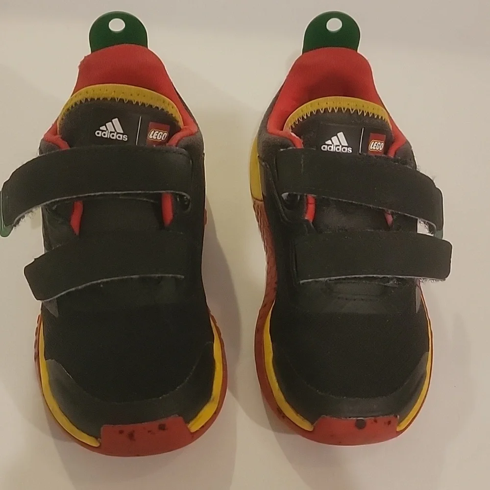 adidas Kids Black, Red, and Yellow Sneakers Skze 7 Lego Sneakers Hook And Loop C